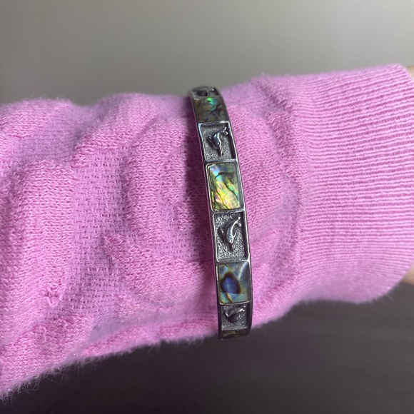 Vintage Monet Dolphin Silver tone Bracelet. - Picture 4 of 10